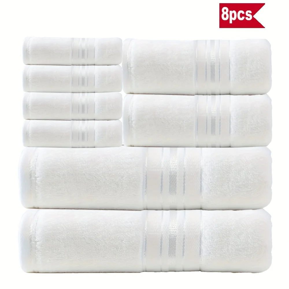 8 Piece Luxury Plush Towel Set, Super Absorbent, Quick Dry, 100% Ring-Spun Cotton, Bath, Hand & Washcloths