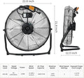 12/20 Inch Floor Fan, 3 Speeds 4800 CFM High Velocity Heavy Duty Fan, 360° Adjustable Tilt,