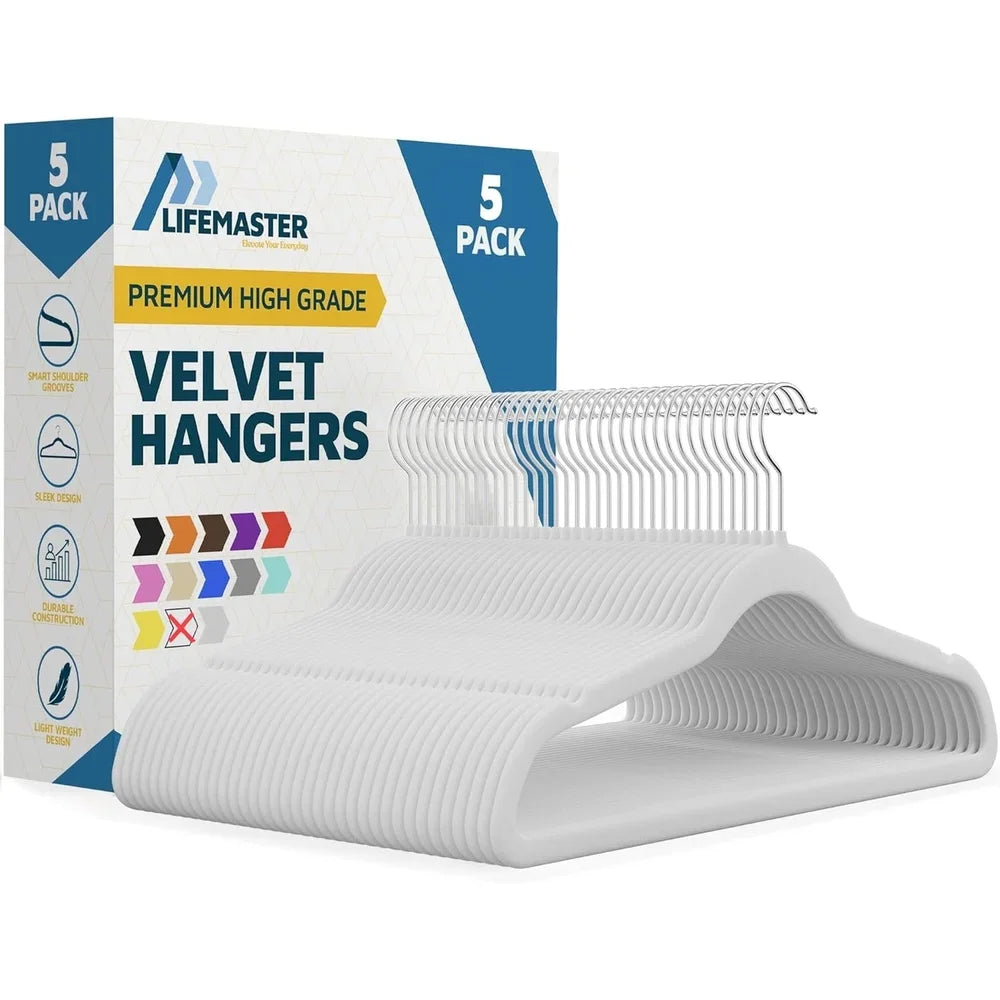 Velvet Clothes Hangers Non-Slip Shoulder Notch Heavy Duty 10 lb Capacity