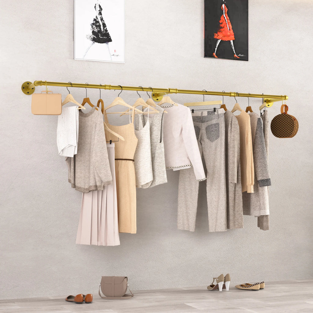 Industrial Pipe Clothes Hanging Rack: - Heavy Duty Multi-Purpose Metal Garment