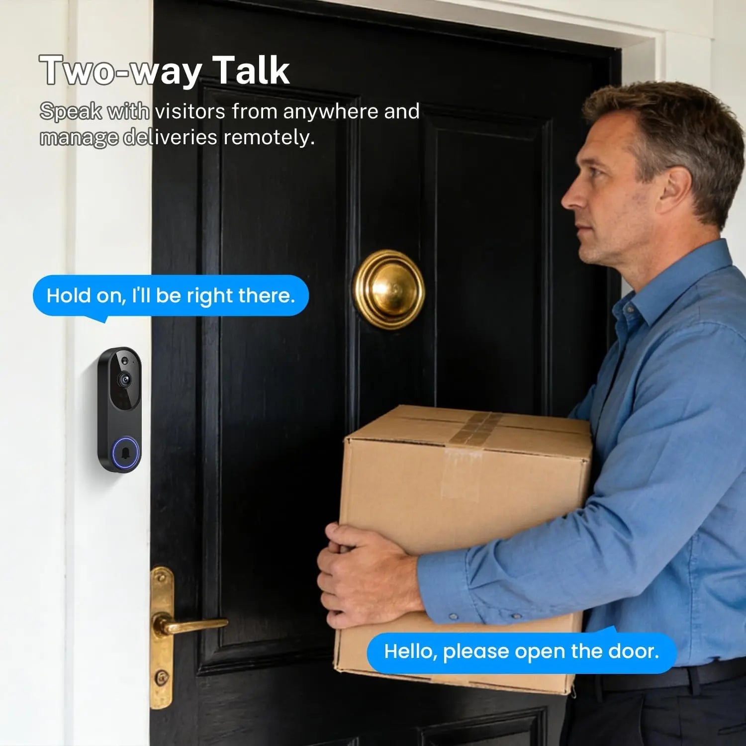 Wireless 2.4G Wi-Fi Video Doorbell Camera with Two-Way Audio, AI Motion Detection, Night Vision, Cloud Storage,