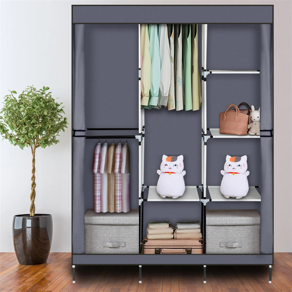 71" Portable Closet Wardrobe Clothes Rack  Organizer with Shelf