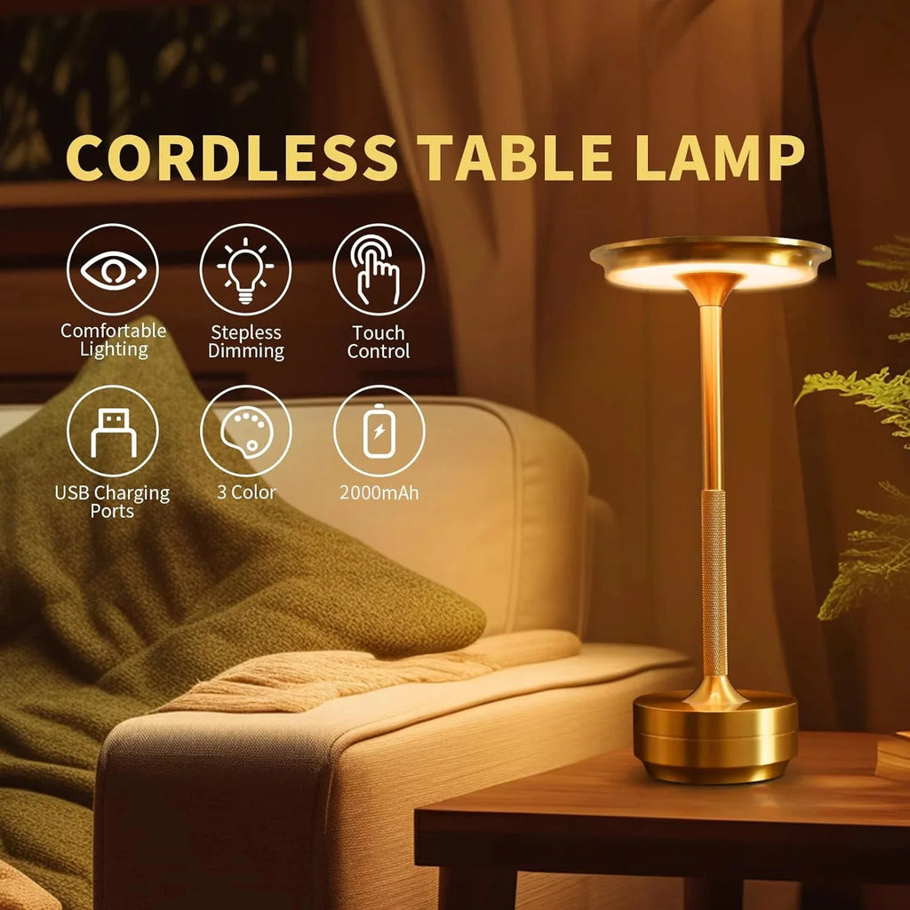 LED Desktop Lamp USB Touch Dimming Metal Recharge Night Light