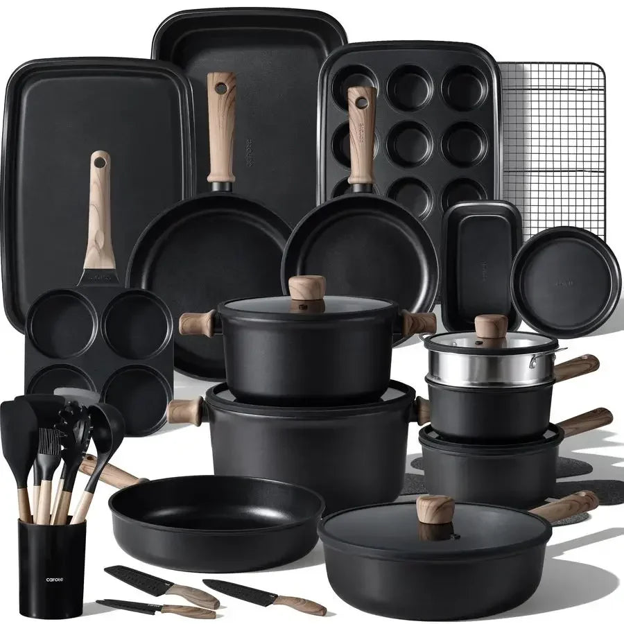 44pcs Nonstick Kitchen Titanium Cookware Sets, Induction Induction