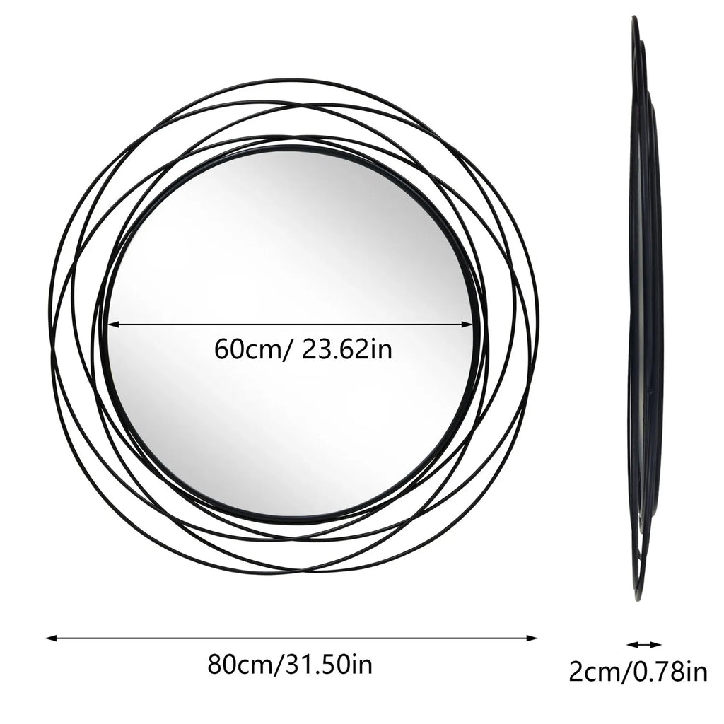 Wall Decor Vanity Mirror 80cm/31.5in  Round Large  with Metal Wire Frame