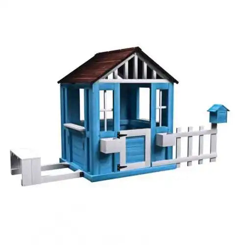 Kids  Wooden Outdoor Cottage Playhouse with Half Door Mailbox & Fence