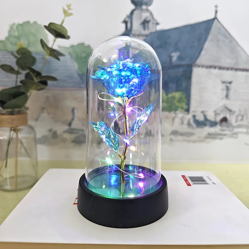 Artificial Glass Flower with Eternal Rose of the LED Light