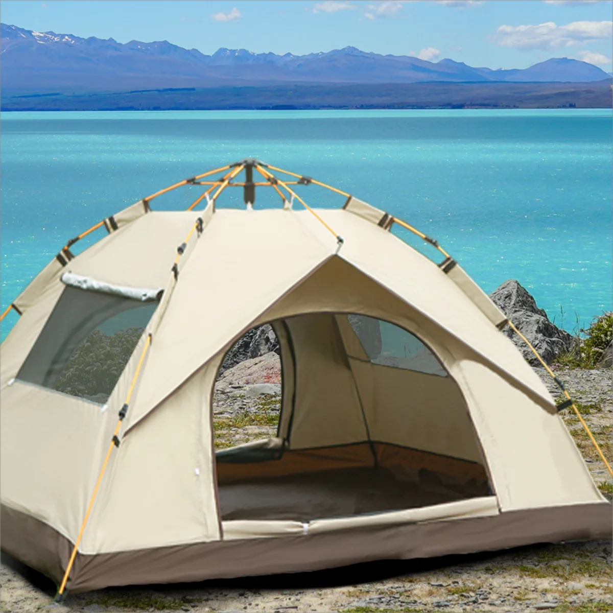 Outdoor Shelter Sunshade Self-Driving Travel Camping Tent Reactive   Two Doors and Two Windows