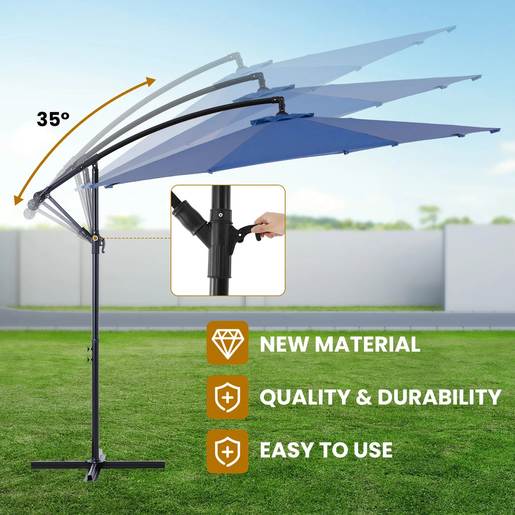 10FT Outdoor Patio Umbrella Hanging  Easy Tilt Adjustment UV Protection