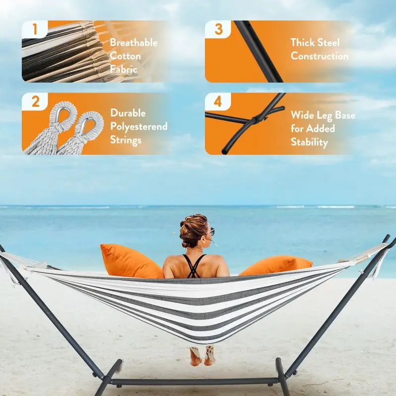 Gyroor portable   Hammock  bed with stand, 600lb Capacity ,with Storage Bag included