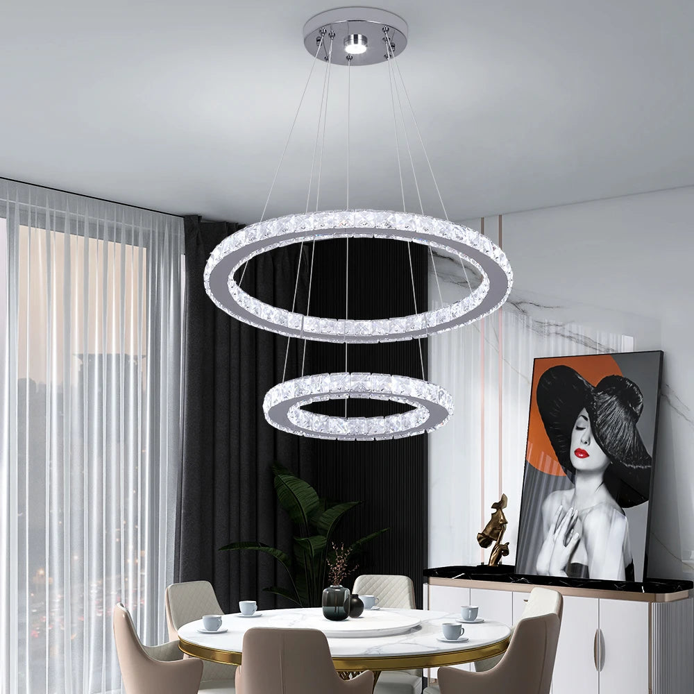 Modern Crystal LED Pendant  Chandelier-   Nordic Ceiling Light for Living & Dining Room