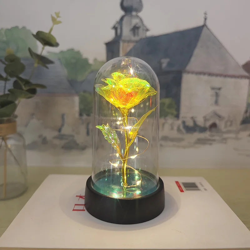 Artificial Glass Flower with Eternal Rose of the LED Light