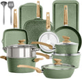 17 Piece Pots and Pans  Non Stick,  Induction Cookware Sets, Granite