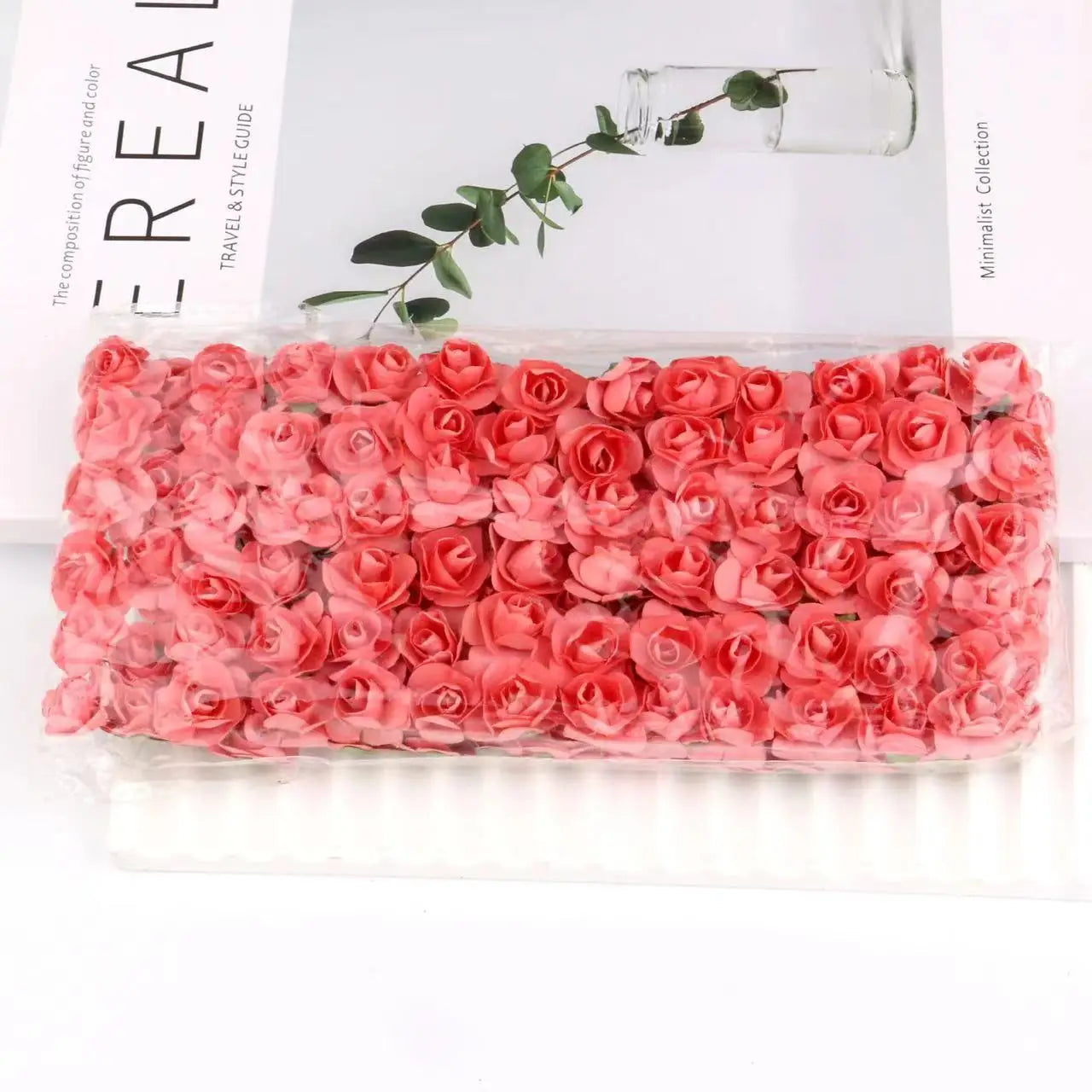 144PCS 1.5 cm Artificial Mini Paper Rose Flower Bouquet