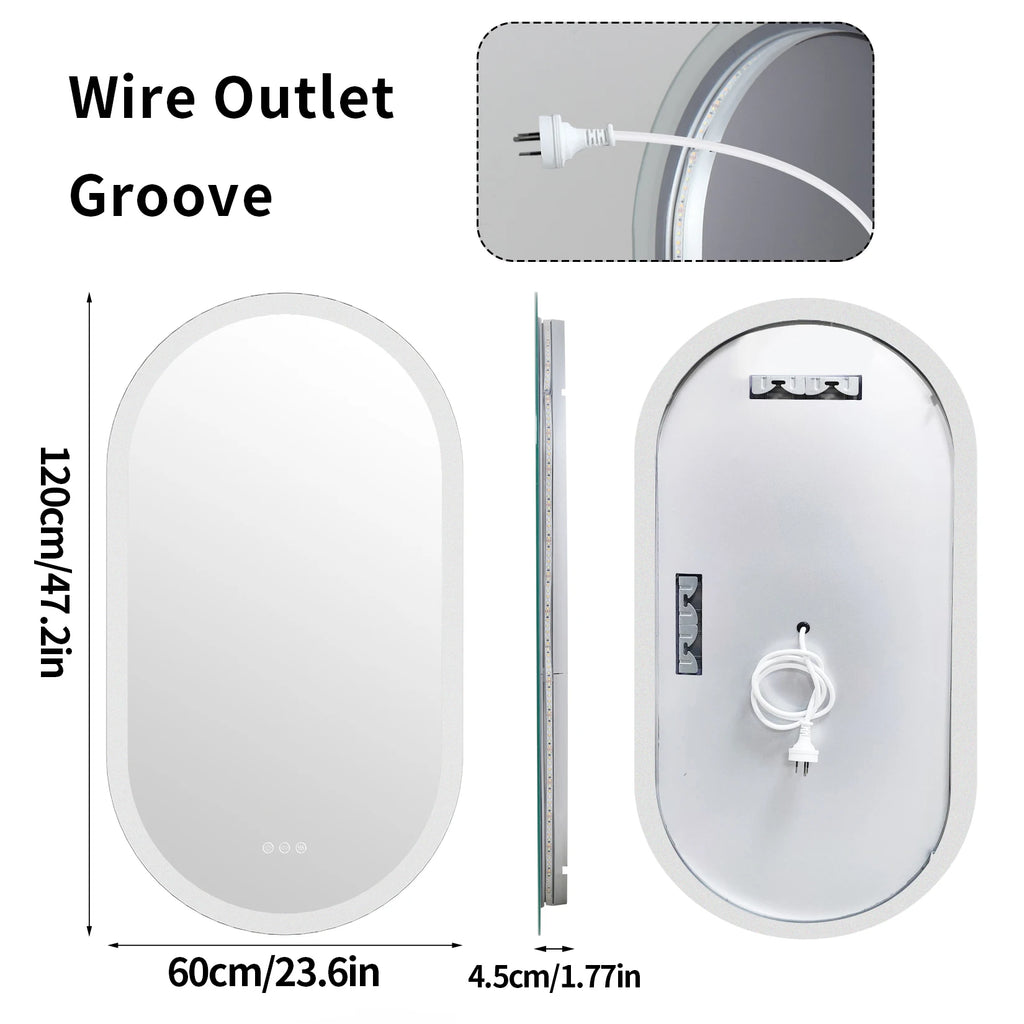Led Bathroom Mirror  Oval  with Lights Backlit, Frameless Wall Mirror with Lights Anti-Fog
