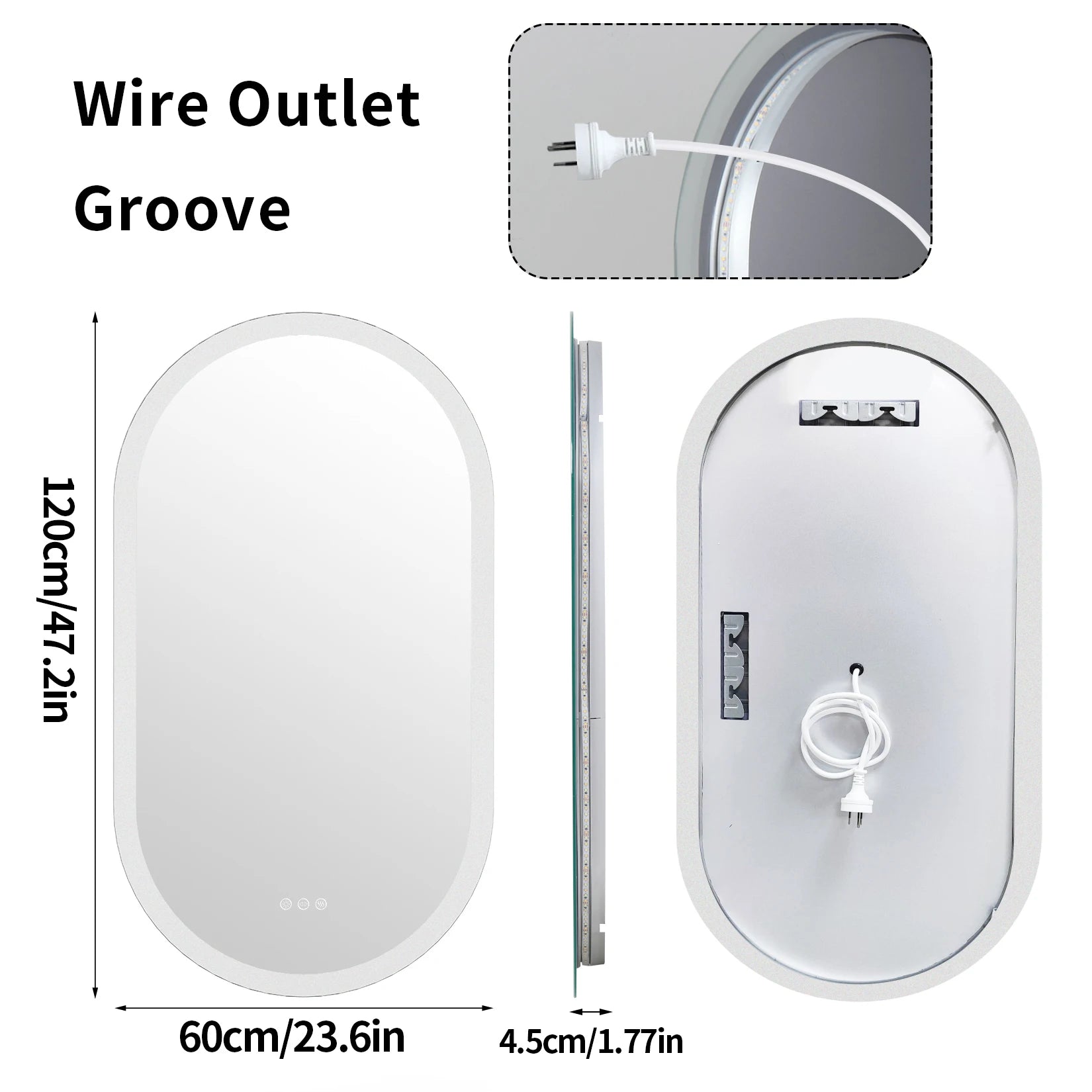 Led Bathroom Mirror  Oval  with Lights Backlit, Frameless Wall Mirror with Lights Anti-Fog