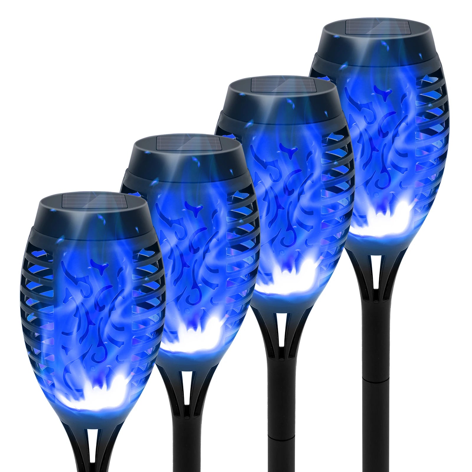 4/6/8/12Pcs Solar LED Flame Torch Light Flickering  Powered For Lawn, Path, Yard & Patio