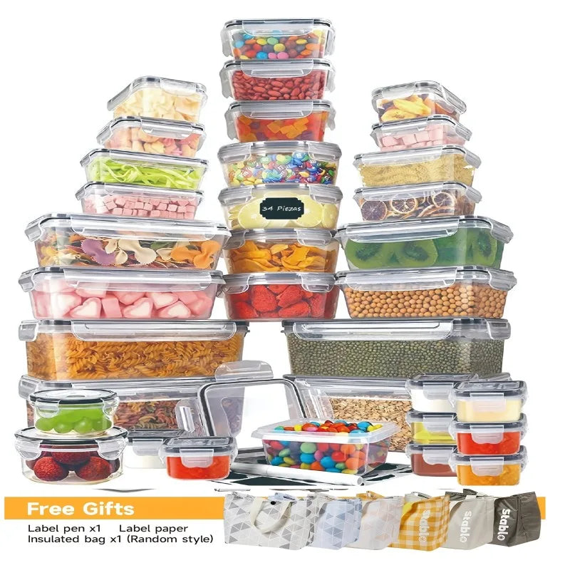 48PCS BPA-Free Food Storage Set  with 24 Airtight Containers with Lids & Labels