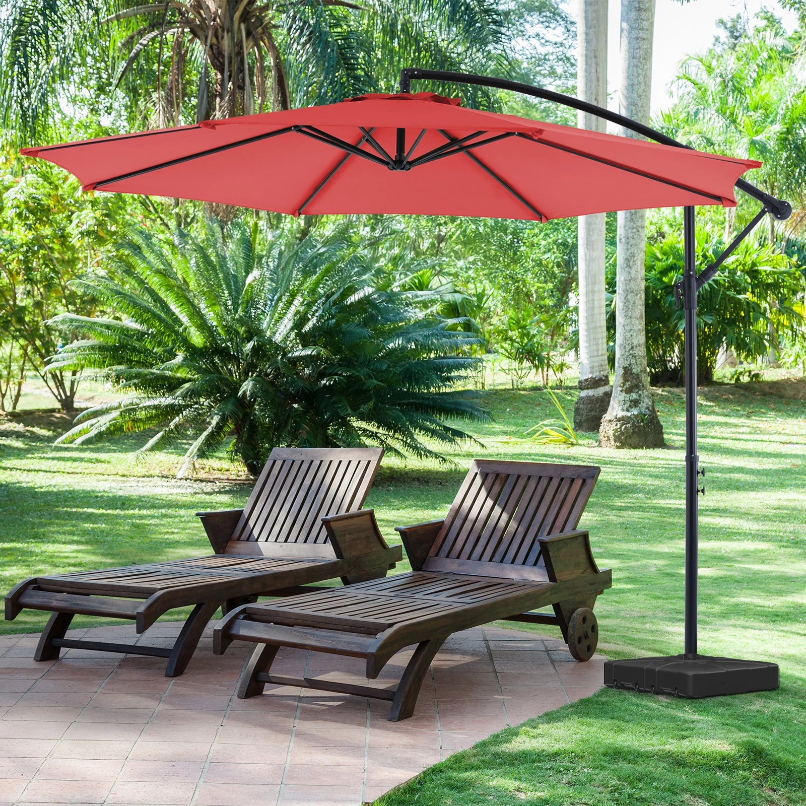 10FT Outdoor Patio Umbrella Hanging  Easy Tilt Adjustment UV Protection