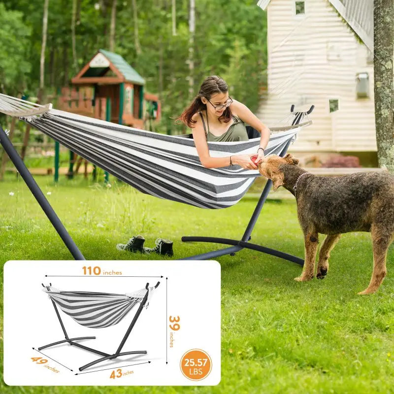 Gyroor portable   Hammock  bed with stand, 600lb Capacity ,with Storage Bag included