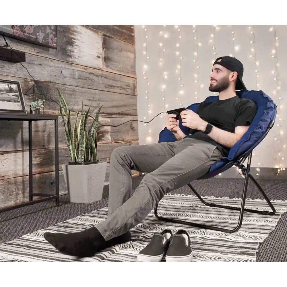 Portable Round Foldable Padded Dish Saucer Chair, Perfect for Gaming, Reading, Bedrooms, Dorm Rooms, Lounging or Living Rooms,