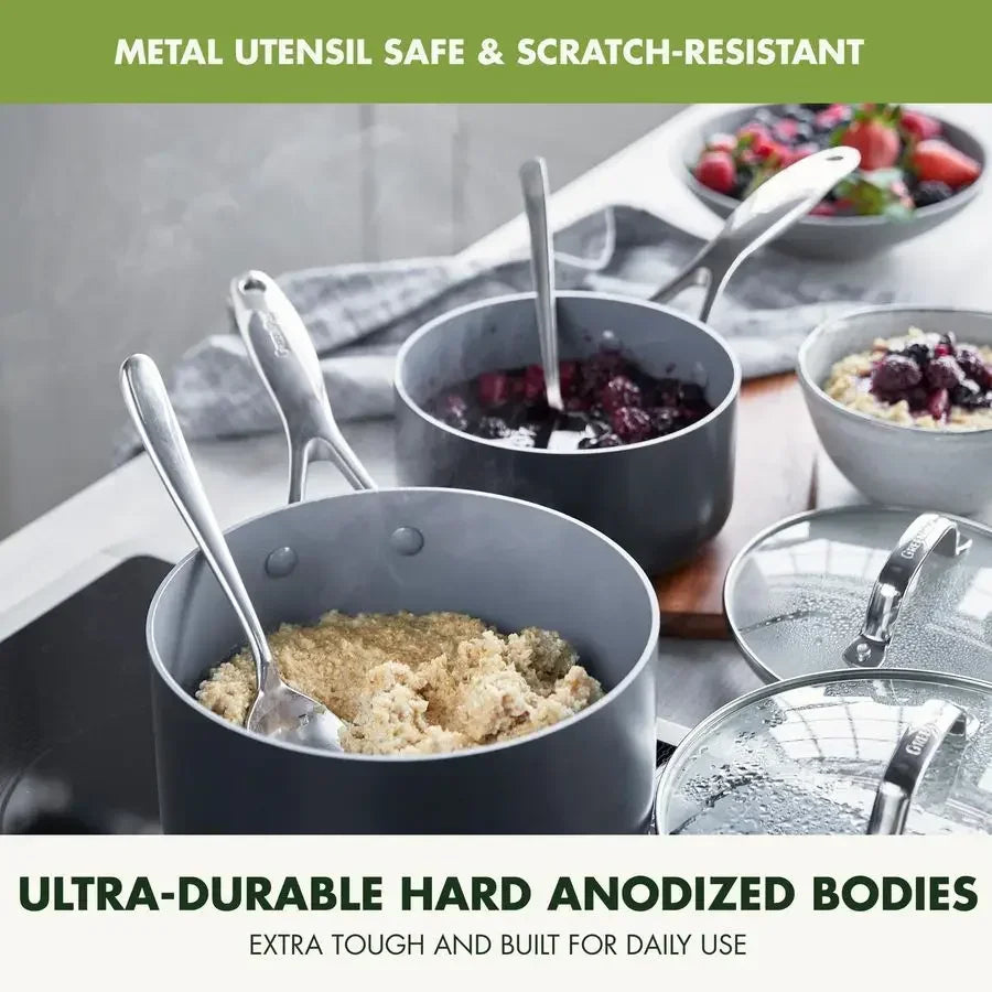22 Piece Ceramic Nonstick Cookware Set, Hard Anodized,  PFAS Free, Induction Ready,