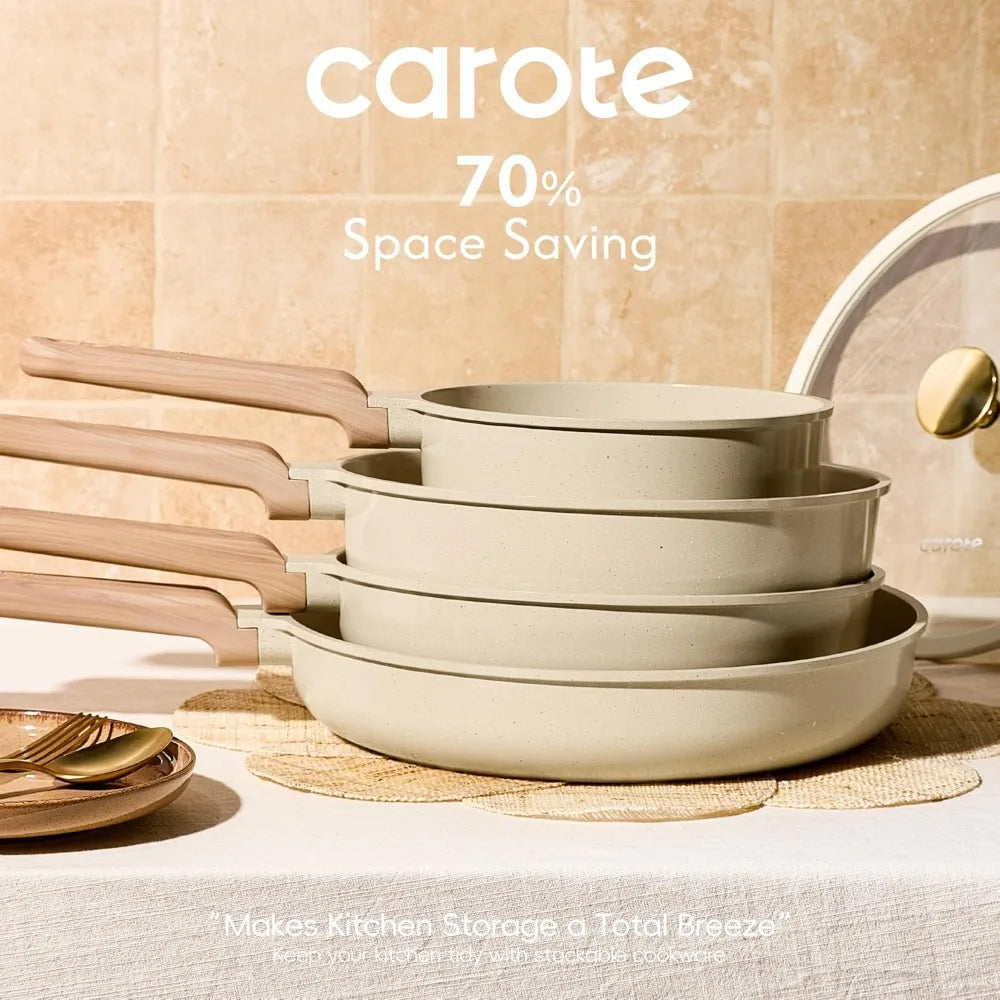 14PcsNon stick, Ceramic Cookware Set,  PFAS and PFOA Free