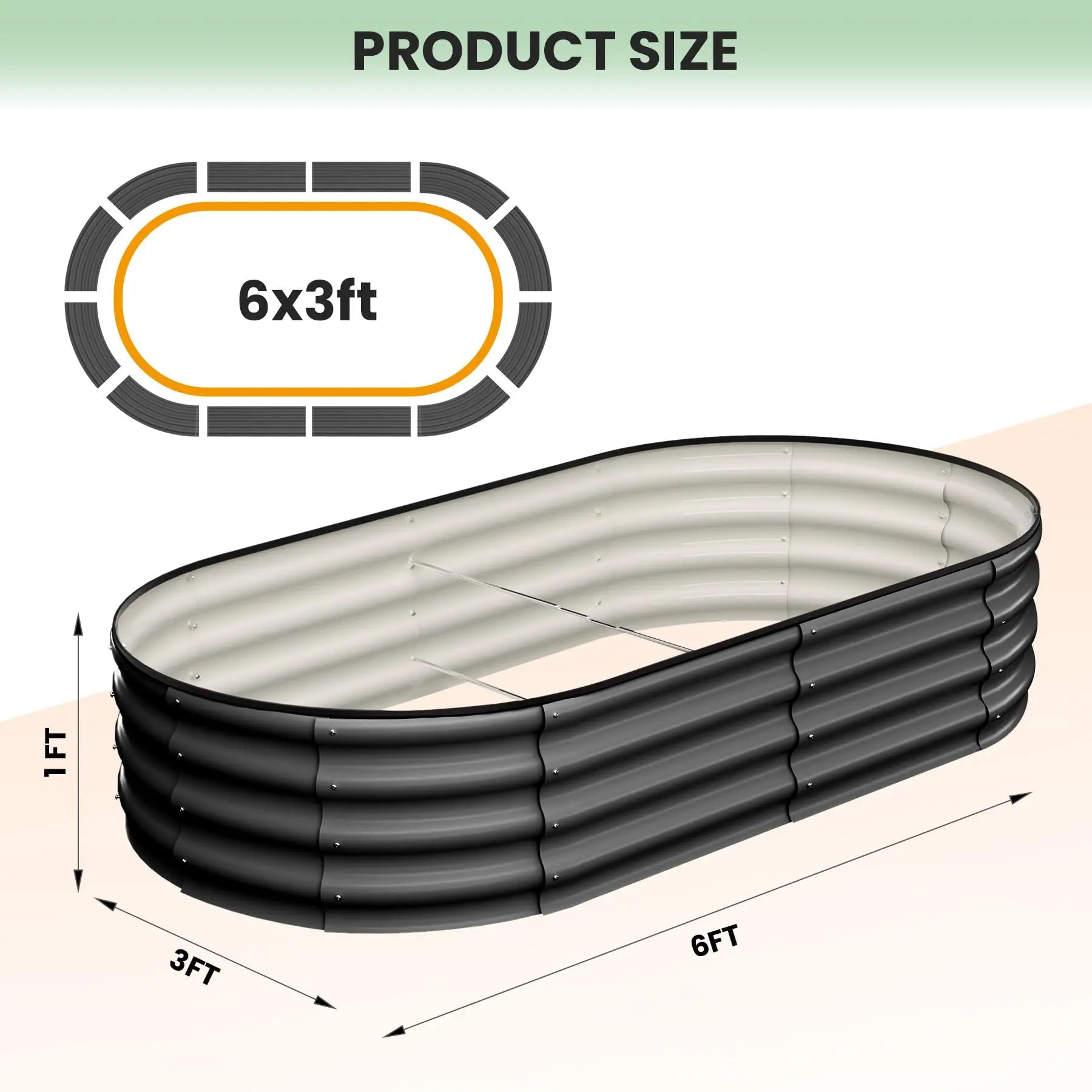 2-Pack Oval  Steel Raised Garden Bed Open Base  Metal Planter  Vegetables Flowers Herbs