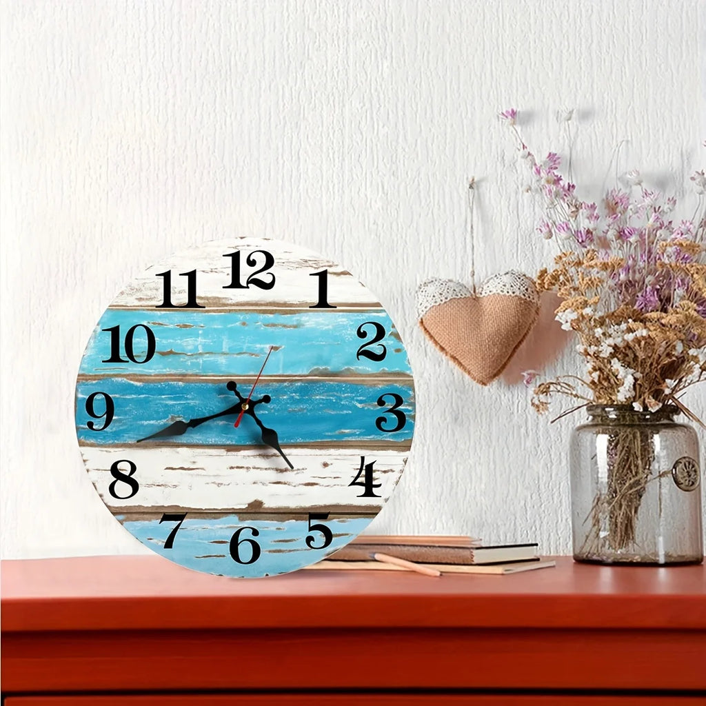 1pc 10-inch Wall Clock, Ocean Theme Blue Silent No-tick Clock