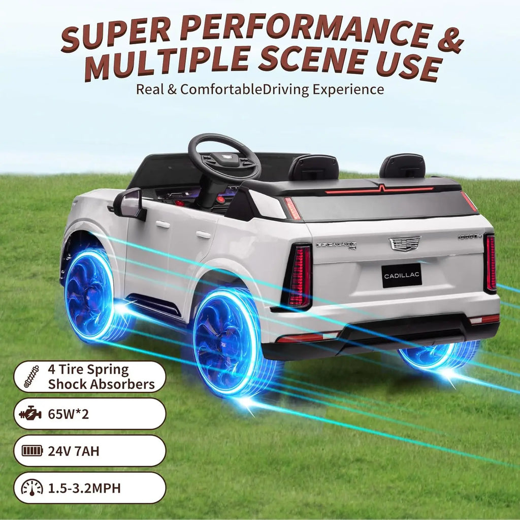 24V Kids Ride on Car Battery- 2-Seater Electric Vehicle w/Remote Control,  4-Wheel Shock Absorbers