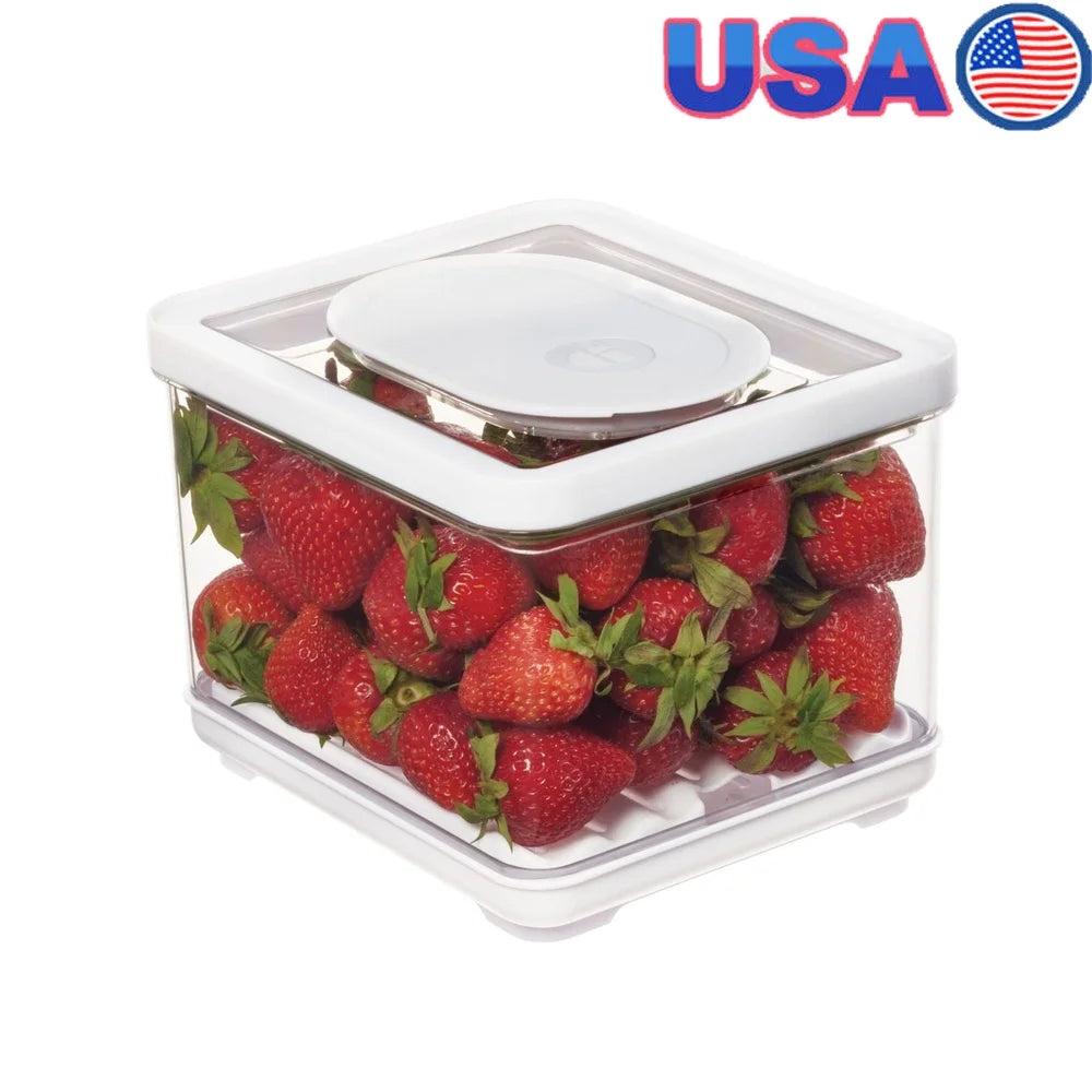 Plastic Produce Storage Bin Airtight Ventilated Container Stackable Dishwasher Safe