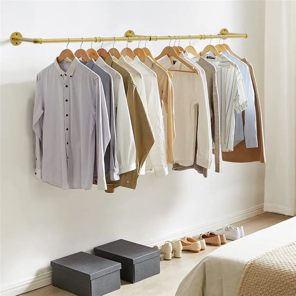 70.8 Inch Industrial Pipe Clothing Rack Wall Mounted