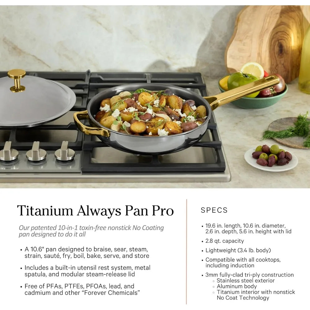 titanium pro cookware set (4-piece)  | nonstick no-coat ,  stainless steal