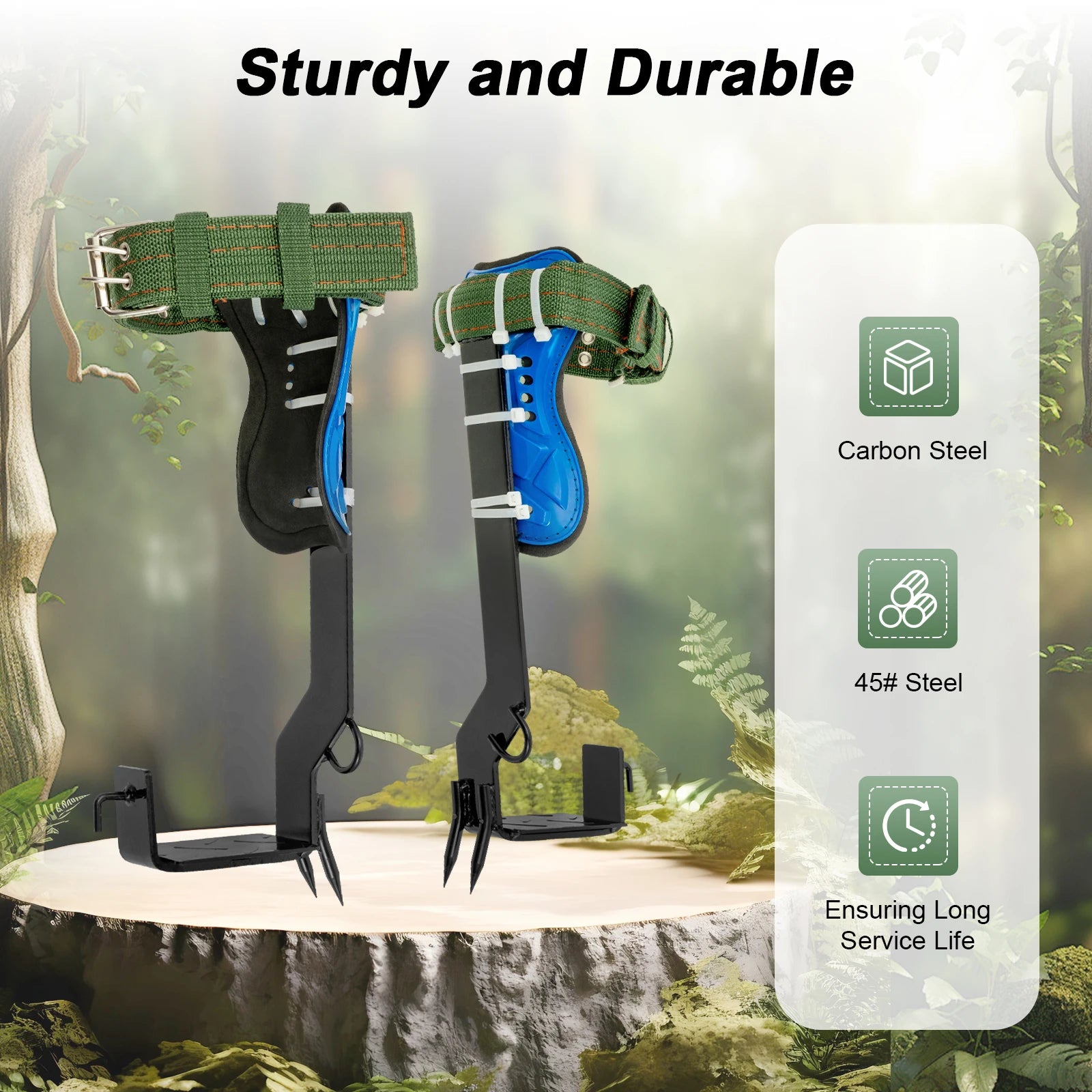 Tree Climbing Spikes Kit with Safety Belt Harness 220lbs Ergonomic Climbing Gear Arborist Aider Tool