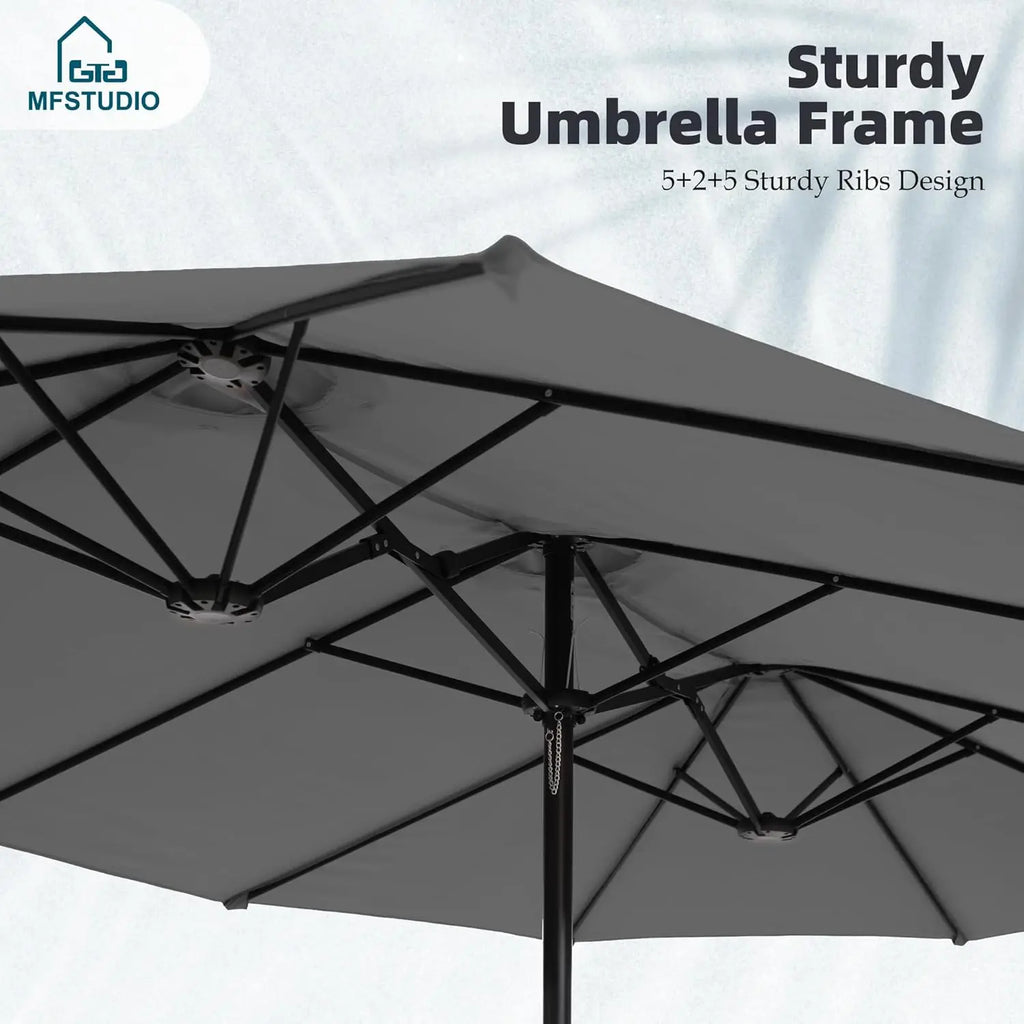 15ft Double Sided Patio Umbrella with Base Included,