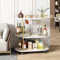 Gold Bar Carts with 4-Tiers Storage Shelves Mobile Serving Carts On Wheels  Glass Holder for Kitchen