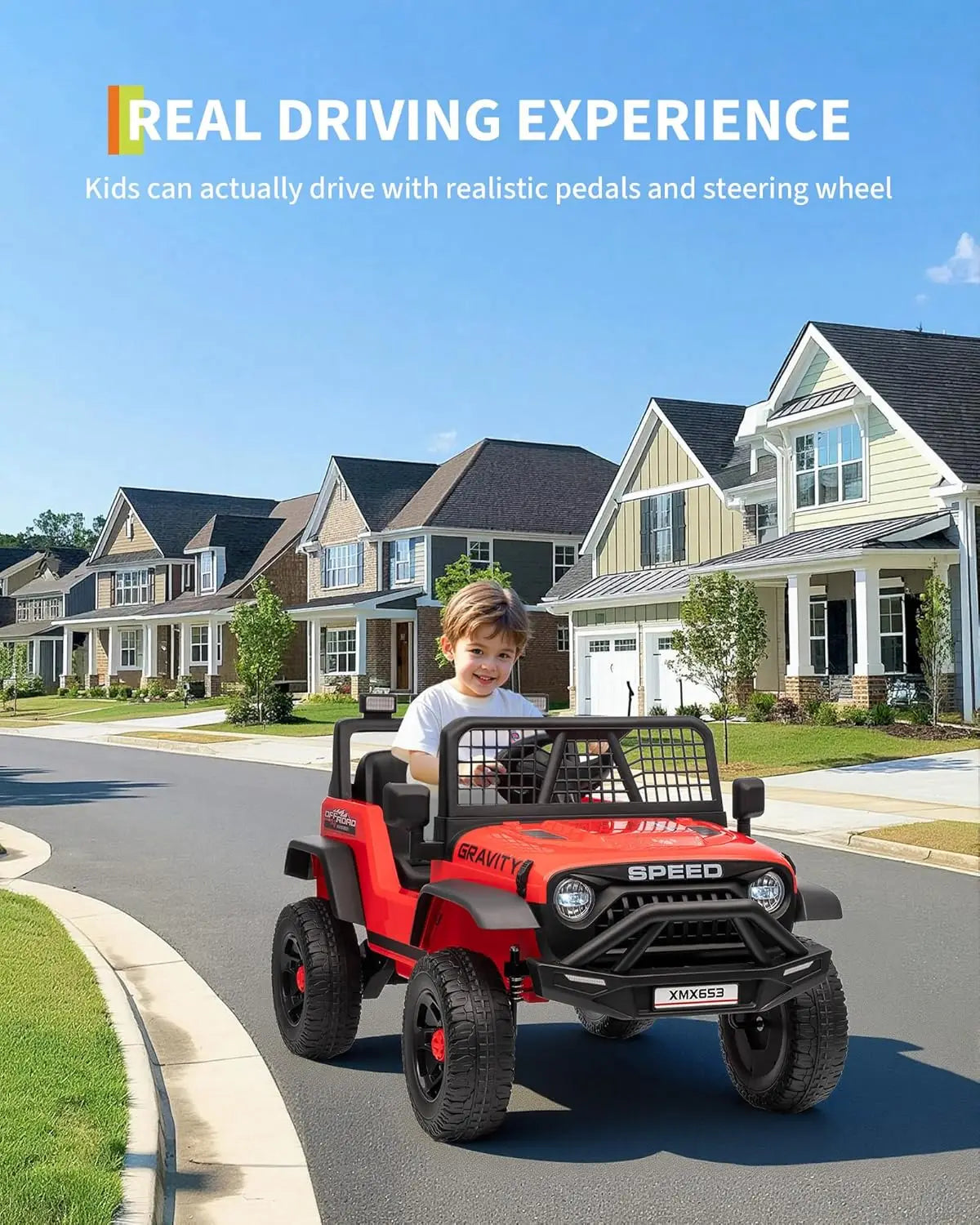 12V Kids Ride On Truck  w/Parent Remote , 3 Speeds, Emergency Braking, LED Lights, Music & Horn Kids