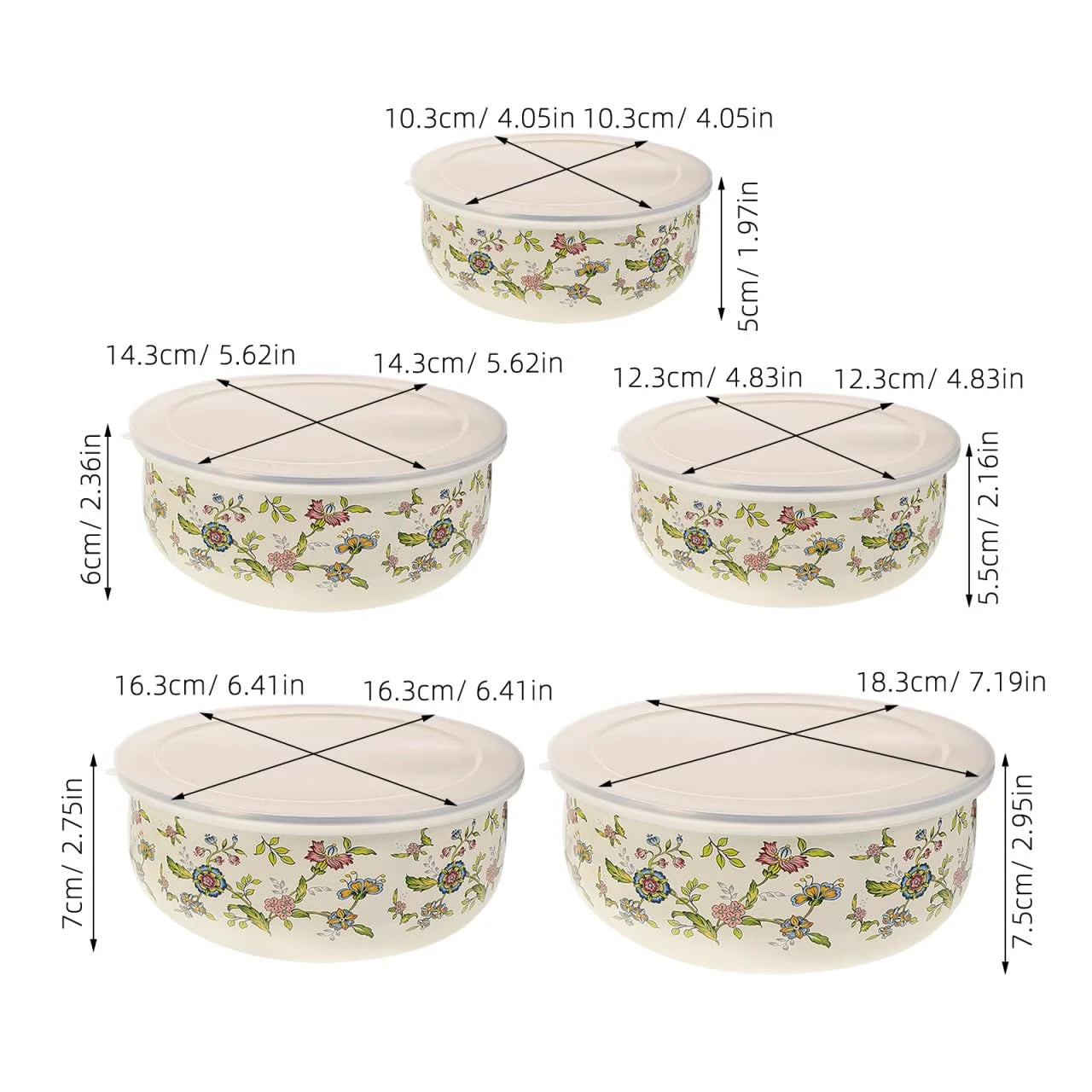 5PCS  Steel Mixing Bowls with Lids,
