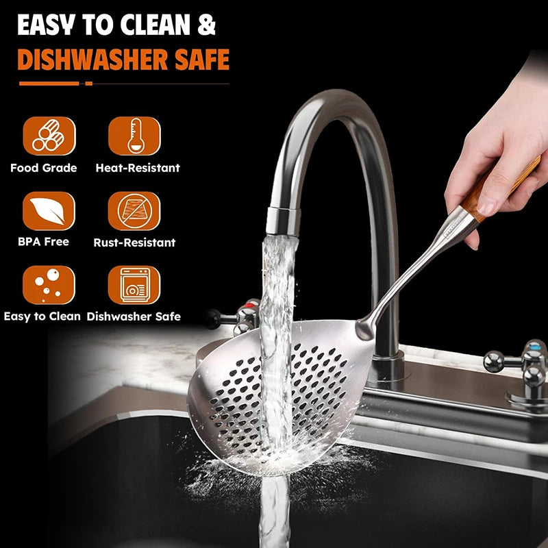 Stainless Steel Spider Strainer Skimmer Ladle , Kitchen Utensils Wire