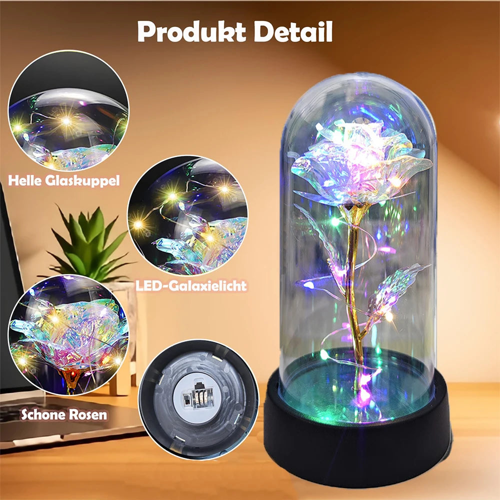Artificial Glass Flower with Eternal Rose of the LED Light