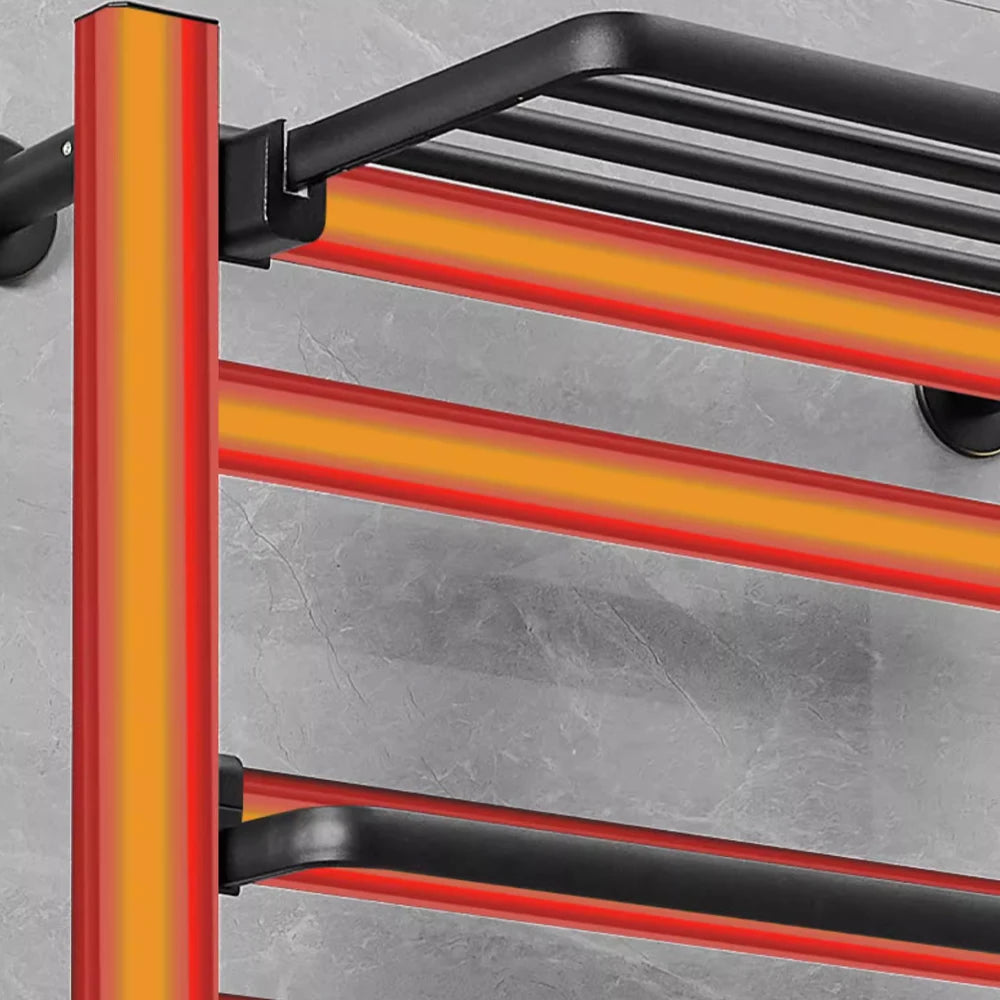 Black Heated Towel Rack, 304 Stainless Steel, Touch Digital Display & Thermostatic Dryer