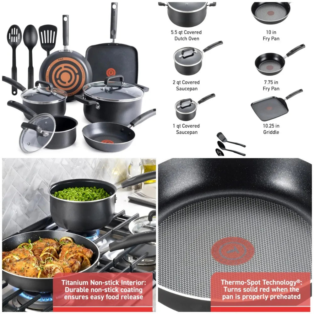 Signature  12 Piece Non-Stick Pots & Pans, Oven Broiler Safe 350F,