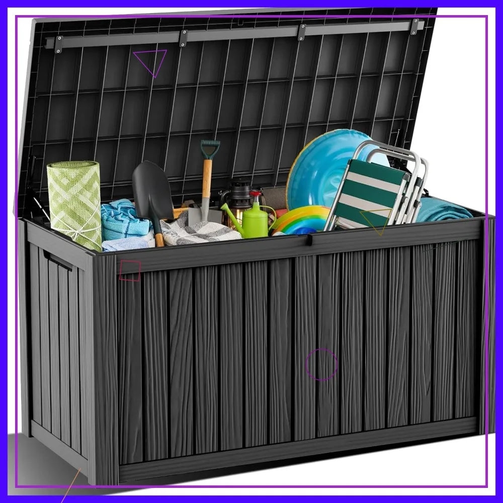 180 Gallon Waterproof Outdoor Storage Box, Lockable , UV-Resistant