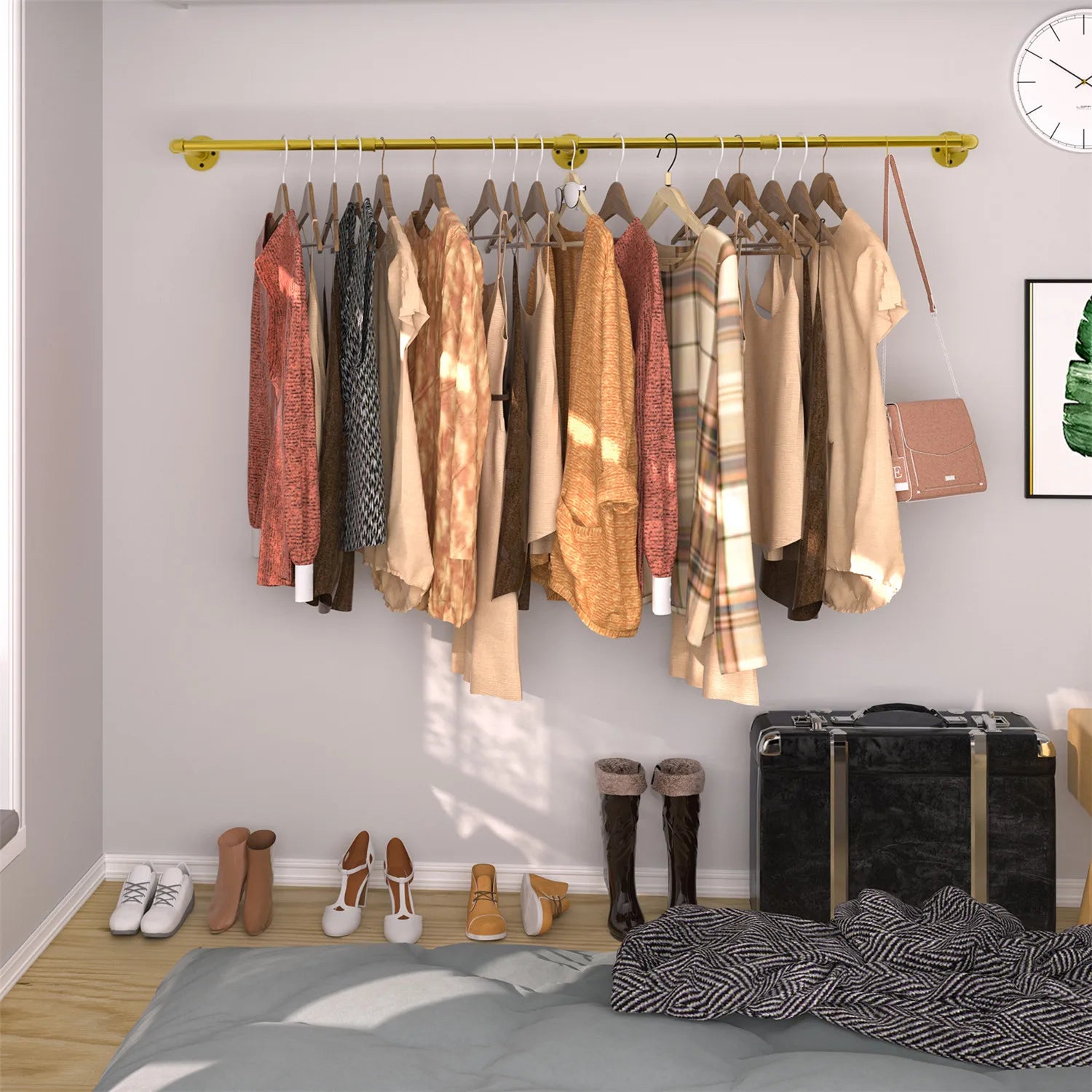 Industrial Pipe Clothes Hanging Rack: - Heavy Duty Multi-Purpose Metal Garment