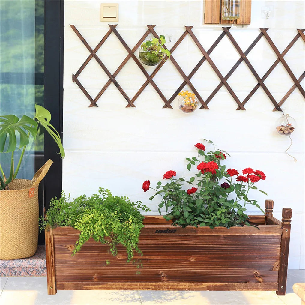 Wooden Raised Flower Bed Indoor Outdoor Vegetable Herb Planter Pot Garden display