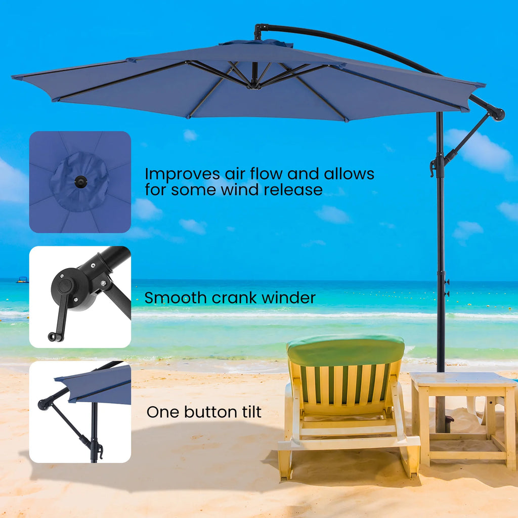 10FT Outdoor Patio Umbrella Hanging  Easy Tilt Adjustment UV Protection