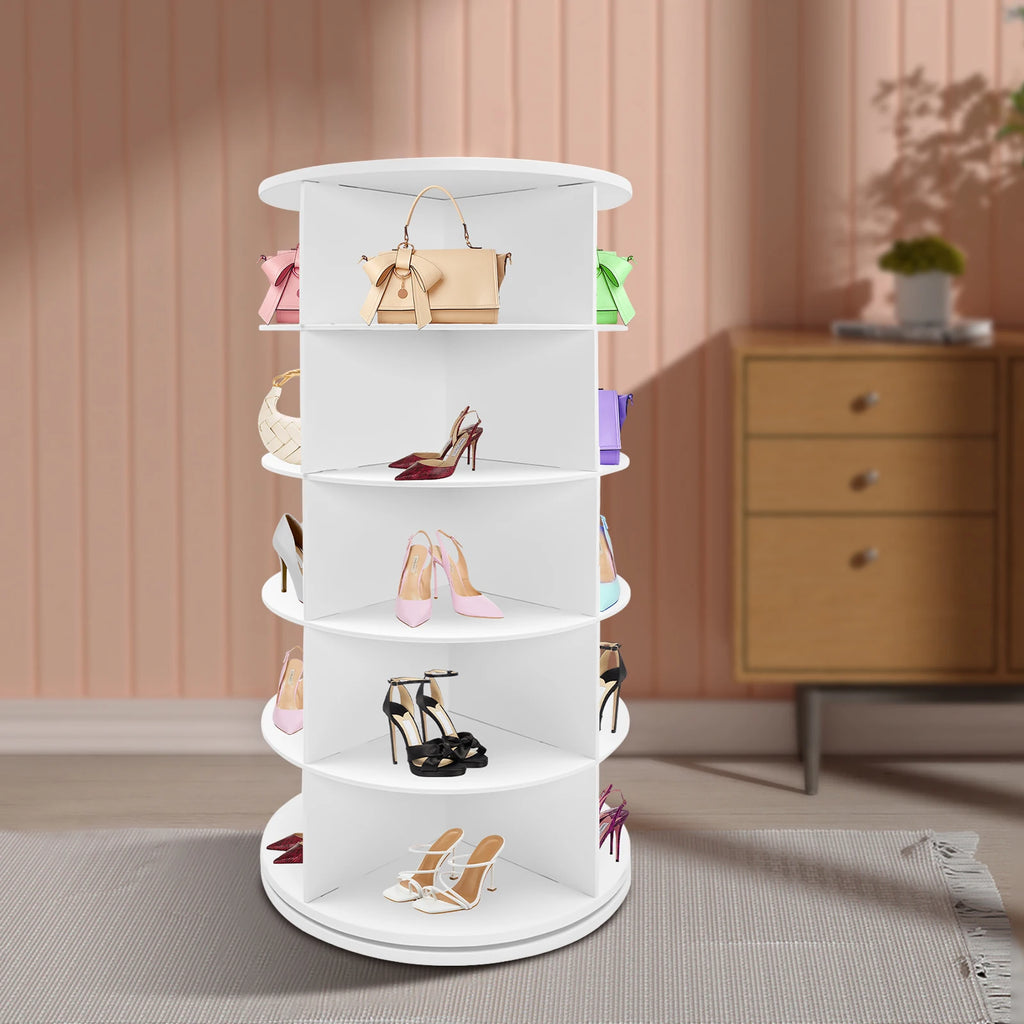 5 Tier 360 Rotating Shoe Rack Tower Holds 20 pairs of Shoes for Bedroom, Entryway, & Closets