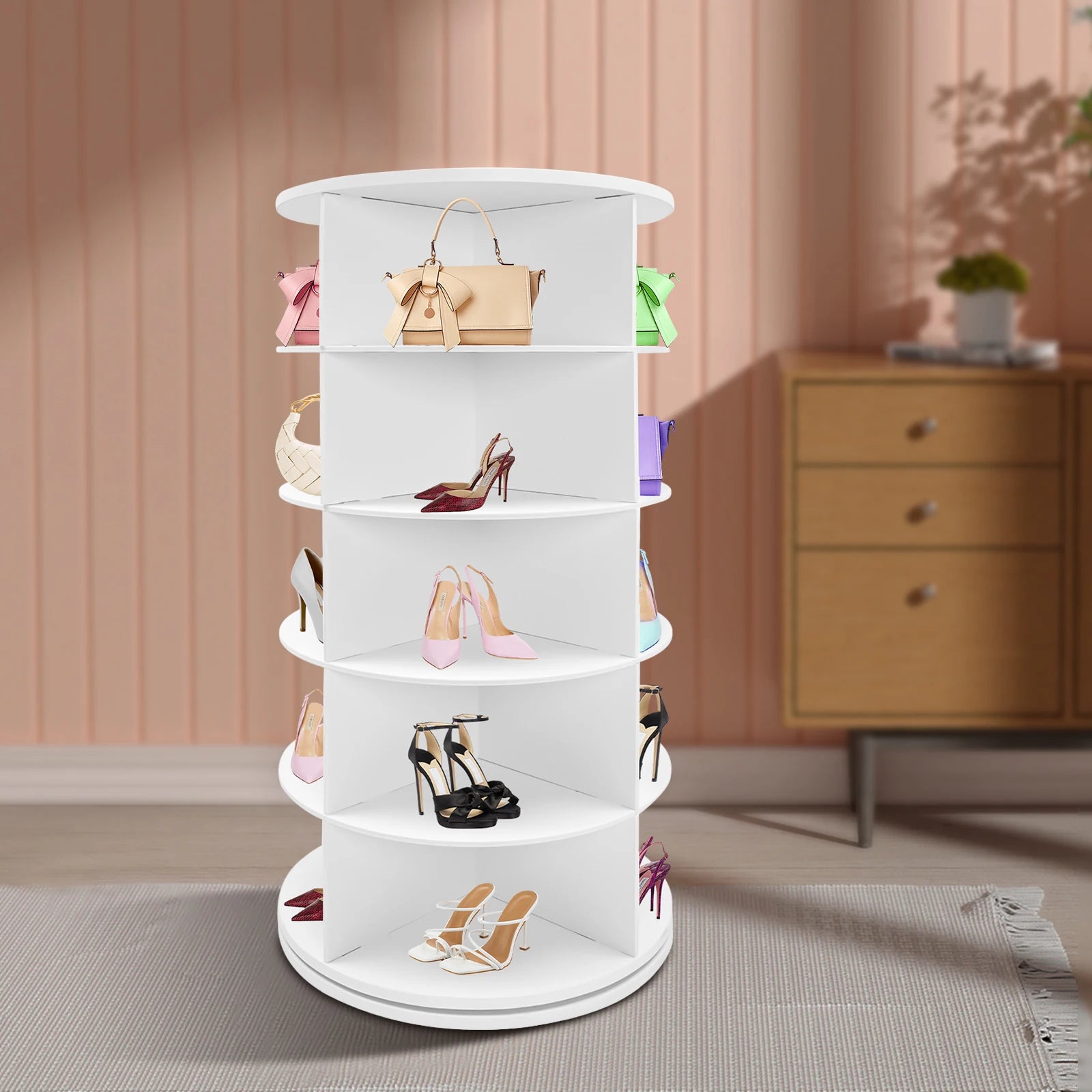  5 Tier 360 Rotating Shoe Rack Tower Holds 20 pairs of Shoes for Bedroom, Entryway, & Closets