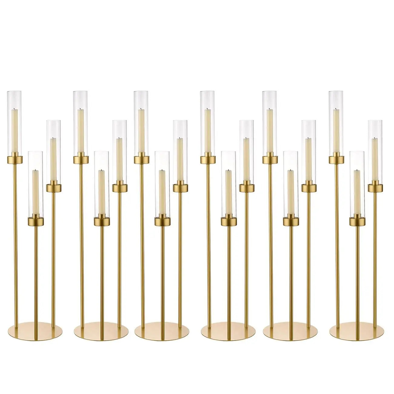 2/4/6/8/10pcs Gold Candelabra 3 Arm Candle Holders for Table