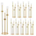 2/4/6/8/10pcs Gold Candelabra 3 Arm Candle Holders for Table